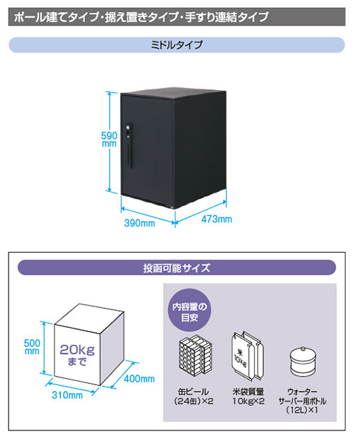 宅配ボックス（ミドルタイプ）サイズ